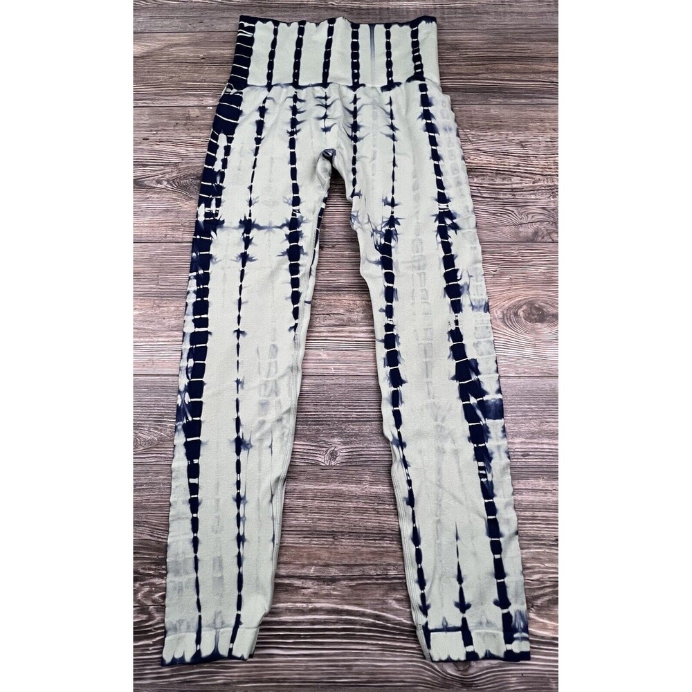 Yelete Active Tye Die Cropped Athletic Leggings Pants Green/Blue Women’s M Boho